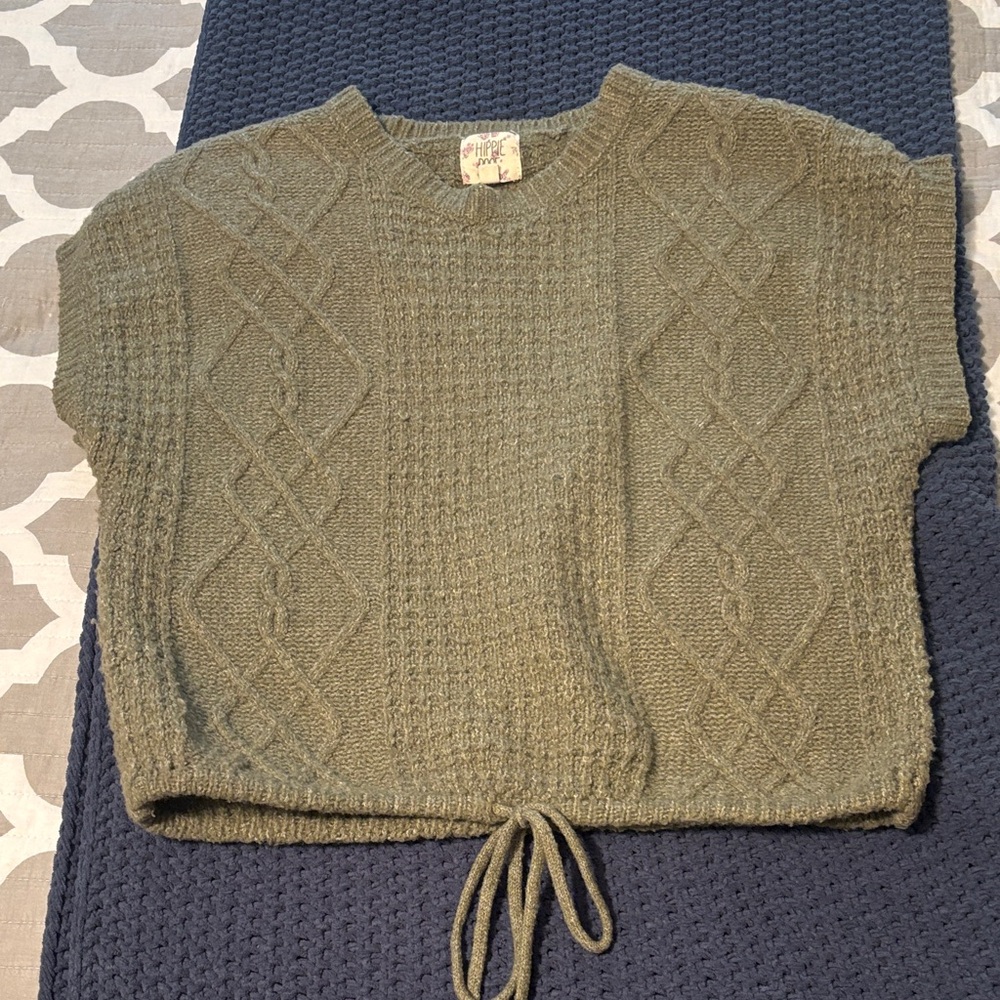 Hippie Rose Sage Green Cable Knit Sweater